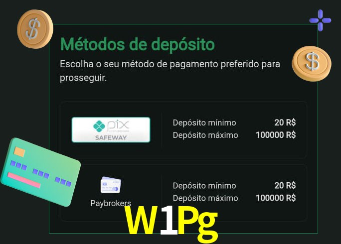 O cassino W1Pg oferece uma grande variedade de métodos de pagamento